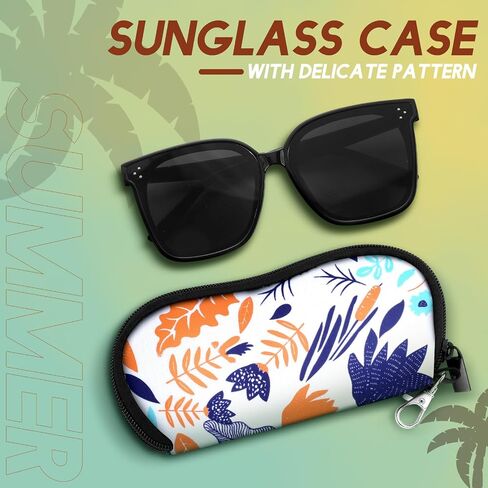 Kanayu 6 Pcs Sunglasses Soft Case Ultra Light Portable Neoprene Zipper Glasses Case Clip on Safety Eyeglass Pouch Glasses Bag Travel Eyeglass Holder Case for Women Men, Plant Pattern Design in Saudi Arabia