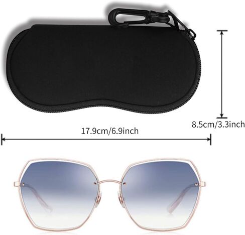 Hion Sunglasses Case Ultra Light Neoprene Zipper Eyeglass Soft Case with Belt Clip in Saudi Arabia