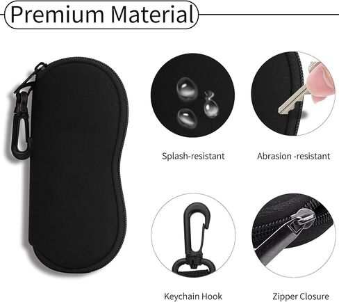 Hion Sunglasses Case Ultra Light Neoprene Zipper Eyeglass Soft Case with Belt Clip in Saudi Arabia