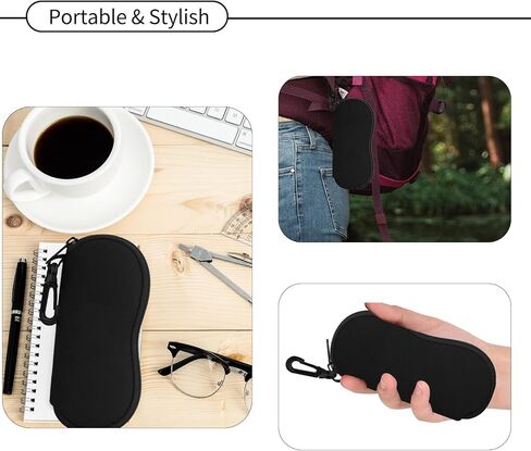 Hion Sunglasses Case Ultra Light Neoprene Zipper Eyeglass Soft Case with Belt Clip in Saudi Arabia