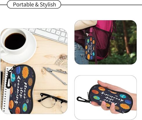 Hion Sunglasses Case Ultra Light Neoprene Zipper Eyeglass Soft Case with Belt Clip in Saudi Arabia