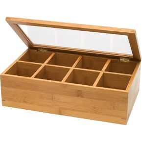Lipper International 8187 Bamboo Wood and Acrylic Tea Box with 5 Sections, 14" x 5" x 3-3/4" in Saudi Arabia