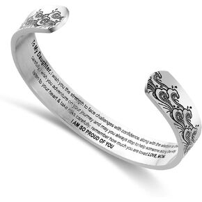 LIUANAN Inspirational Bracelets for Women Mom Personalized Gift for Her Engraved Mantra Cuff Bangle Birthday Jewelry in Saudi Arabia