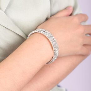YERTTER Multi Row Layered Glitter Bracelets Faux Pearl Bracelet Stretch Tennis Chain Rhinestone Adjustable Band Cuff Elastic Bangle 1920s Bridal Body Jewelry Accessories for Women and Girls Wedding