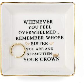 هدية ملهمة من JoycuFF لهدايا الأخت لعيد الميلاد وعيد الأم وعيد الأم وطبق حلية مزخرف وطبق دائري وصينية مجوهرات لديكور المنزل in Kuwait