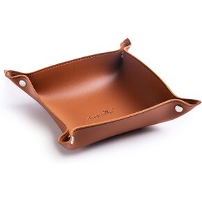 SANQIANWAN Leather Jewelry Valet Tray for Women and Man, Portable Entryway Table Tray Bedside Nightstand Desk Tray Small Catchall Travel Dish Plate for Key,Wallet,Watch,Coin (2PCs Black-B) in Saudi Arabia