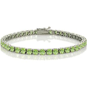Ice Gems Sterling Silver Genuine or Created Gemstone 4mm Round Tennis Bracelet