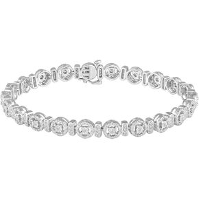 سوار تنس هالو من الماس الطبيعي عيار 1 قيراط من الفضة الاسترلينية عيار 925 in Kuwait