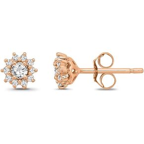 10K Gold and Silver Diamond Halo Stud Earrings (1/5 cttw, I-J Color, I2-I3 Clarity)