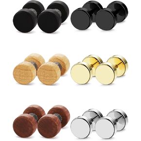 FIBO STEEL 6 Pairs Stud Earrings for Men Women Ear Piercing Ear Plugs Tunnel Fake Gauge Earrings 18G in Saudi Arabia