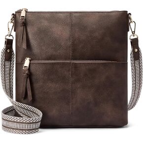 WESTBRONCO Crossbody Purses for Women, Medium Shoulder Handbags Vegan Leather Casual Satchel with Guitar Strap