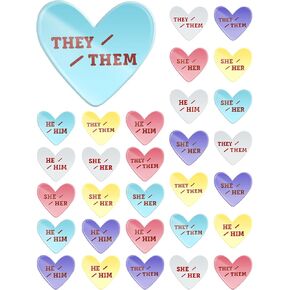 30 Pieces Pronoun Badges Pins Heart Shape Gender Identity Pins Bulk Acrylic They Them Pronoun Pin Pronoun Buttons She Her He Him Pronoun Pin for Hat, Backpack in Saudi Arabia