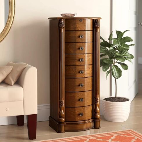Hives and Honey Traditional Jewelry Armoire with Mirror, 38", Antique Walnut in Kuwait