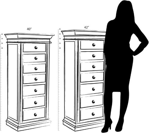 Hives and Honey Traditional Jewelry Armoire with Mirror, 38", Antique Walnut in Kuwait