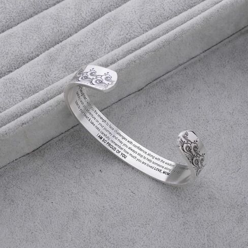 LIUANAN Inspirational Bracelets for Women Mom Personalized Gift for Her Engraved Mantra Cuff Bangle Birthday Jewelry in Saudi Arabia