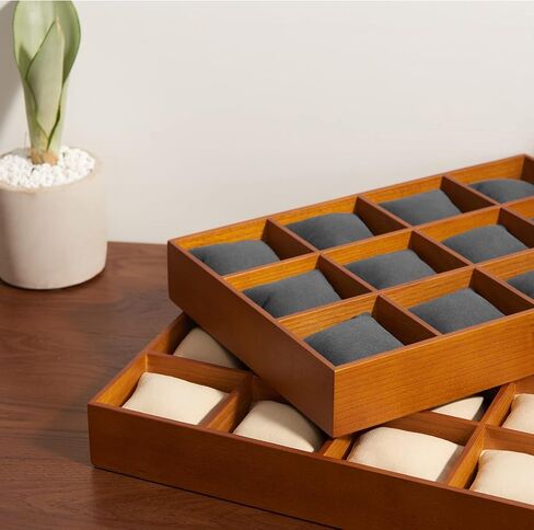 Solid Wood Watch Storage Tray for Drawer Watch Pillow Organizer Display Tray Showcase (Beige) in Saudi Arabia