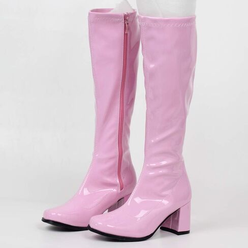 JiaLuoWei GOGO Boots for Women, Knee High Boots, PU Leather Zip Ladies Party Dance Shoes in Saudi Arabia