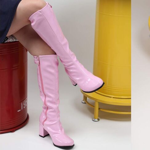 JiaLuoWei GOGO Boots for Women, Knee High Boots, PU Leather Zip Ladies Party Dance Shoes in Saudi Arabia