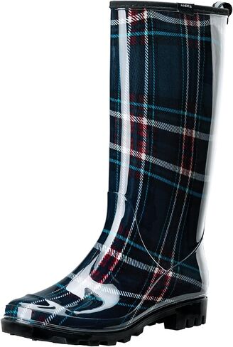 HISEA Women's Tall Rain Boots, Waterproof Garden Boots Fashion Print Rubber PVC Rainboots For Ladies, Anti-Slip Knee High Mud Boots for Outdoor Gardening Farm Yard Work, Slim Calf & Wide Calf in Saudi Arabia