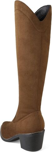 DREAM PAIRS Womens Cowboy Boots, Western Cowgirl Pull On Zipper Chunky Heel Pointed Toe Knee High Boots in Saudi Arabia
