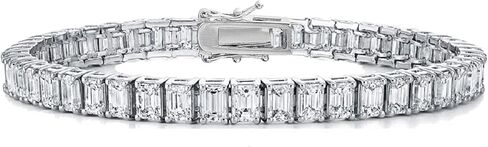 NYC Sterling Women Cubic Zirconia Emerald Eternity Bracelet 7.5 Inches in Saudi Arabia