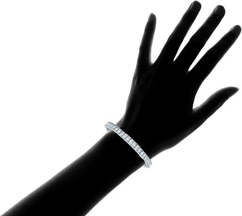 NYC Sterling Women Cubic Zirconia Emerald Eternity Bracelet 7.5 Inches in Saudi Arabia