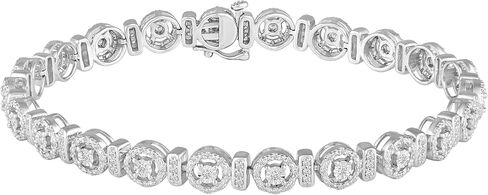 سوار تنس هالو من الماس الطبيعي عيار 1 قيراط من الفضة الاسترلينية عيار 925 in Kuwait