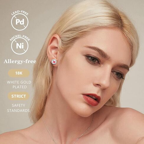 jstyle 3 أزواج 18 كيلو الذهب الأبيض مطلي الرائعة مقلد الماس هالة الأقراط ترصيع مع المسمار الخلفي جولة مربع زركونيا المسمار الخلفي أقراط للنساء الرجال هدية مربع in Saudi Arabia