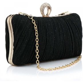 Clutch Purse for Women Pleated Glitter Evening Clutch Purses with Rhinestone Evening Bag for Bridal Wedding Party