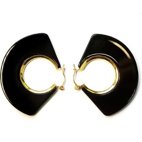 Black White Earrings for Women Teen Girls Gifts Gold Plated Dangle Drop Fashion Geometric Statement Jewelry in Saudi Arabia