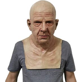 Old Man Mask Realistic Bald Man Mask Wrinkle Full Head Mask Halloween Costume Props in Saudi Arabia