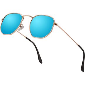 Hipster Hexagonal Polarized Sunglasses Men Women Geometric Square Small Vintage Metal Frame Retro Shade Glasses