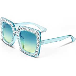 FEISEDY Women Sparkling Crystal Sunglasses Oversized Square Thick Frame B2283 in Saudi Arabia