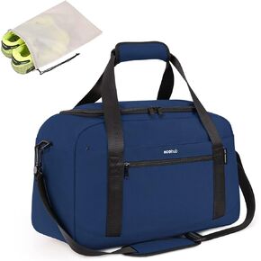 ECOHUB Small Gym Bag 15 inch Mini Travel Duffel Bag with Wet Pocket & Shoes Bag Underseat Carry On Lightweight Waterproof Personal Item Bag Black (Patent Pending)