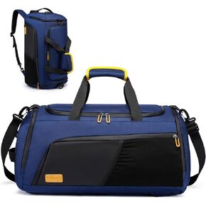 Gym Duffle Bag Backpack with Shoe Compartment &Wet Pocket, 50L Large Waterproof Sports Bags for Men Women, Travel Duffel Carry on Bag with USB Port,Blue