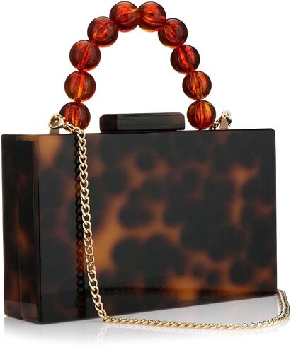 Buric Women Acrylic Clutch Purse Leopard Print Evening Bag Chain Formal Handbag Party Bridal Wedding Clutch Purse for Women in Saudi Arabia