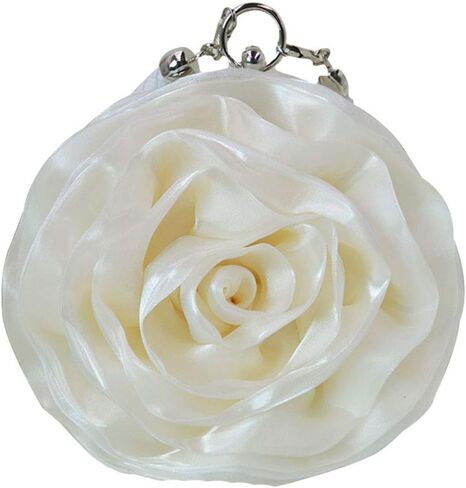 Buddy Women Rose Shaped Clutch Soft Satin Wristlet Handbag Wedding Party Purse in Kuwait
