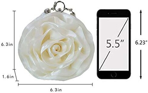 Buddy Women Rose Shaped Clutch Soft Satin Wristlet Handbag Wedding Party Purse in Kuwait