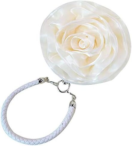 Buddy Women Rose Shaped Clutch Soft Satin Wristlet Handbag Wedding Party Purse in Kuwait