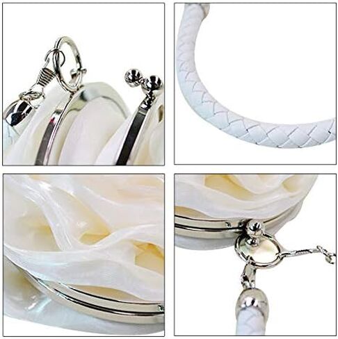 Buddy Women Rose Shaped Clutch Soft Satin Wristlet Handbag Wedding Party Purse in Kuwait