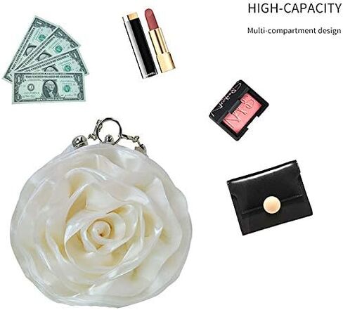 Buddy Women Rose Shaped Clutch Soft Satin Wristlet Handbag Wedding Party Purse in Kuwait