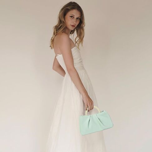 Valleycomfy Evening Clutch Pearl Purses for Women Ladies Soft Leather Ruched Crossbody Bags Shoulder Bag for Party/Wedding in Kuwait