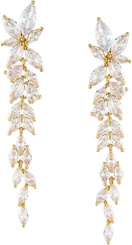 SWEETV Marquise Cubic Zirconia Wedding Earrings for Women Brides, Crystal Chandelier Bridal Drop Earrings for Prom Pageant in Kuwait