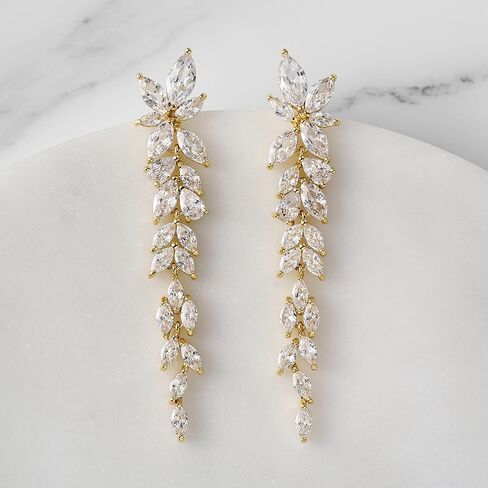 SWEETV Marquise Cubic Zirconia Wedding Earrings for Women Brides, Crystal Chandelier Bridal Drop Earrings for Prom Pageant in Kuwait