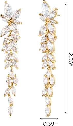 SWEETV Marquise Cubic Zirconia Wedding Earrings for Women Brides, Crystal Chandelier Bridal Drop Earrings for Prom Pageant in Kuwait