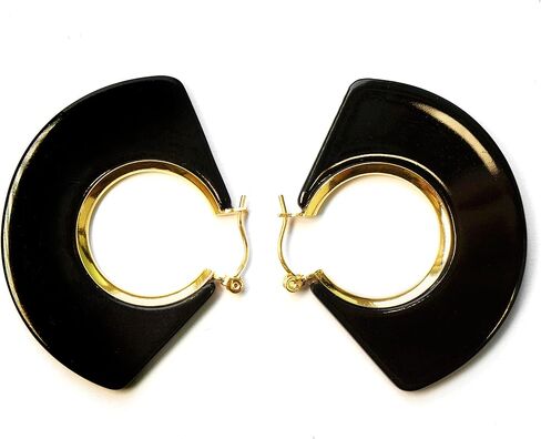 Black White Earrings for Women Teen Girls Gifts Gold Plated Dangle Drop Fashion Geometric Statement Jewelry in Saudi Arabia