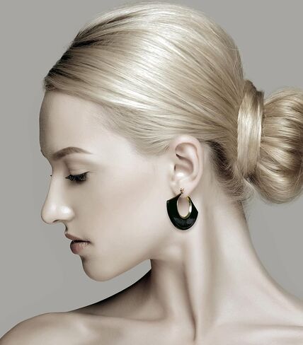 Black White Earrings for Women Teen Girls Gifts Gold Plated Dangle Drop Fashion Geometric Statement Jewelry in Saudi Arabia