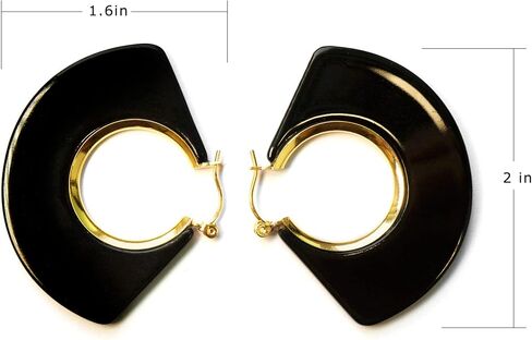 Black White Earrings for Women Teen Girls Gifts Gold Plated Dangle Drop Fashion Geometric Statement Jewelry in Saudi Arabia
