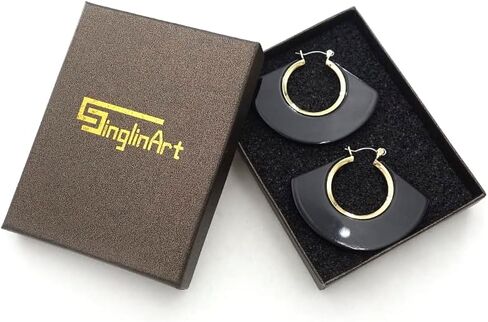 Black White Earrings for Women Teen Girls Gifts Gold Plated Dangle Drop Fashion Geometric Statement Jewelry in Saudi Arabia