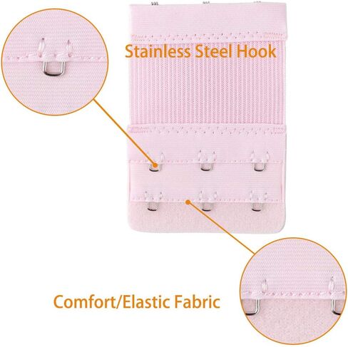 Allegra K Woman 2 x 3 Hooks Eye Tape Bra Strap Extension Extender Hook Light Pink 2 Pcs in Saudi Arabia